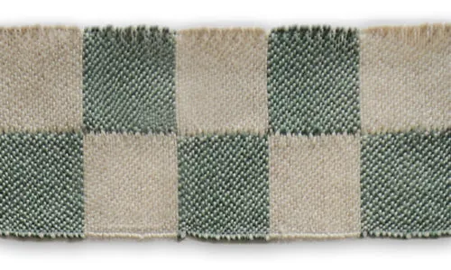 1 1/2" Checkered Pine & Natural Linen Ribbon (Made in Germany)