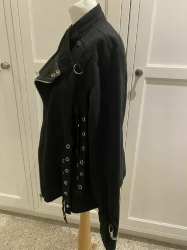 100% Cotton Living Dead Souls Black Jacket Ladies Size M / 12-14 Uk - Punk Goth