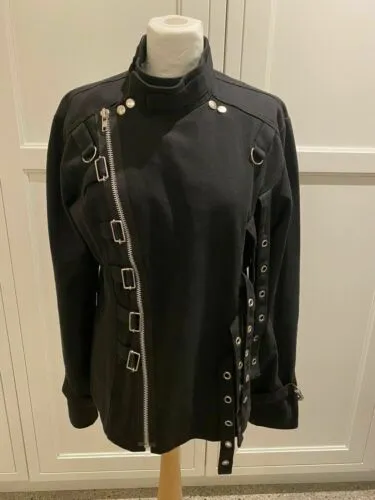 100% Cotton Living Dead Souls Black Jacket Ladies Size M / 12-14 Uk - Punk Goth