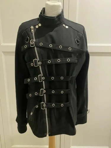 100% Cotton Living Dead Souls Black Jacket Ladies Size M / 12-14 Uk - Punk Goth