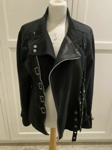 100% Cotton Living Dead Souls Black Jacket Ladies Size M / 12-14 Uk - Punk Goth