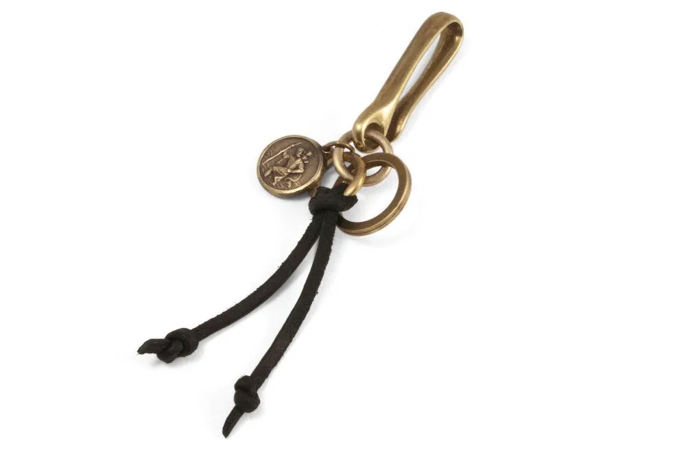 #119 - Keychain Driver Fish Hook St. Christopher brass