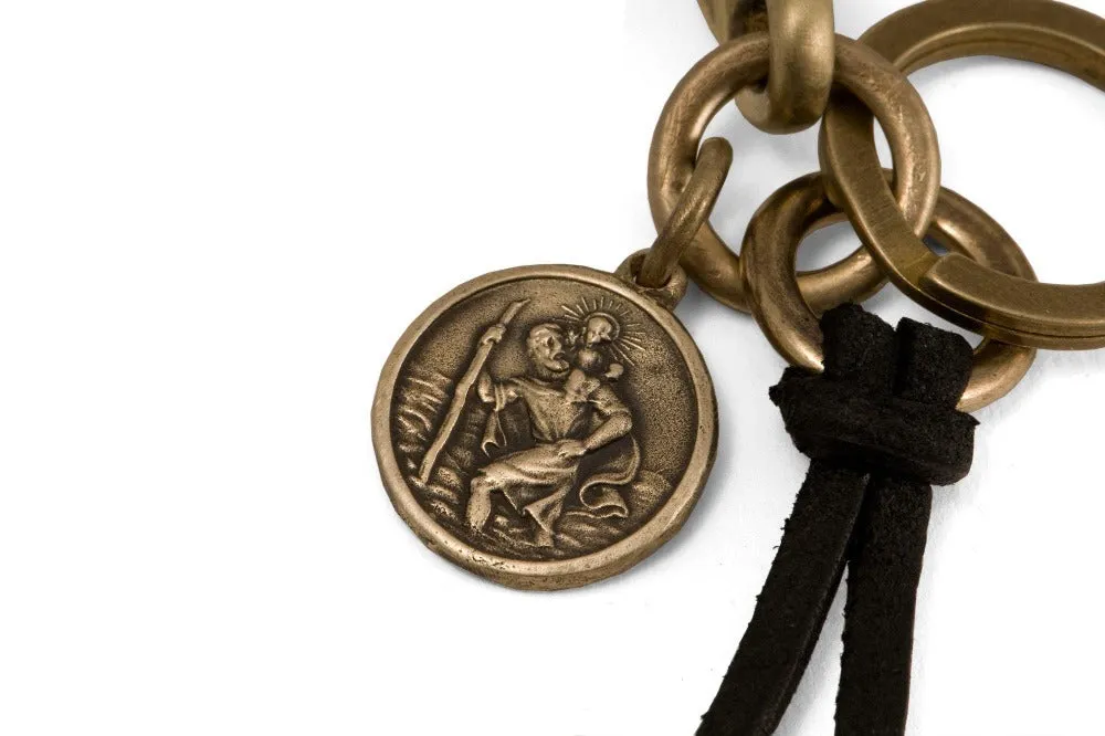 #119 - Keychain Driver Fish Hook St. Christopher brass