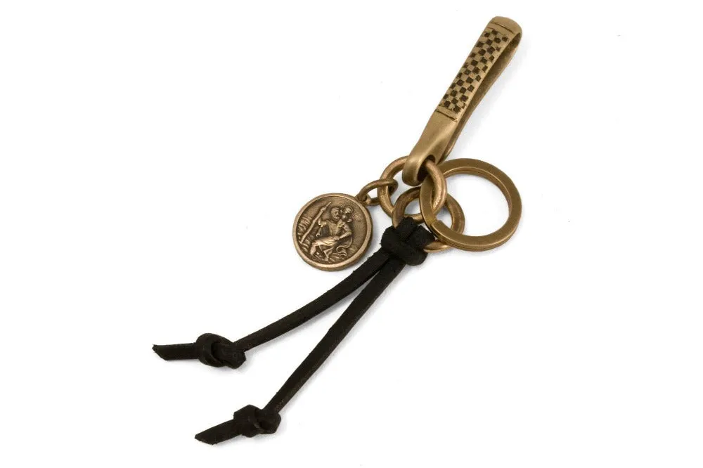 #119 - Keychain Driver Fish Hook St. Christopher brass