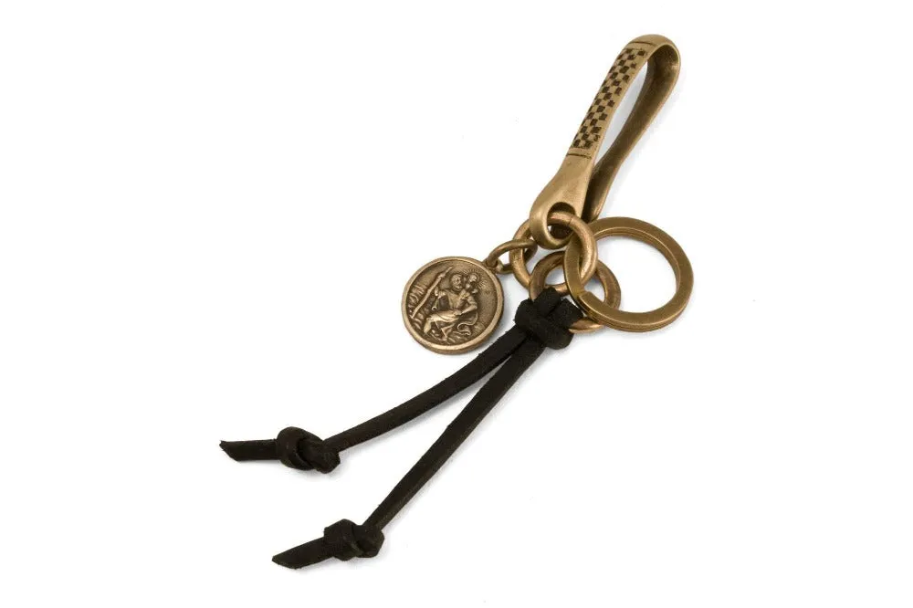 #119 - Keychain Driver Fish Hook St. Christopher brass