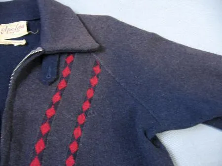 30s 40s Vintage Winter Jacket Women's Ski Sport Deco Geometric Trim M/L Apolda New York VFG Cravenette