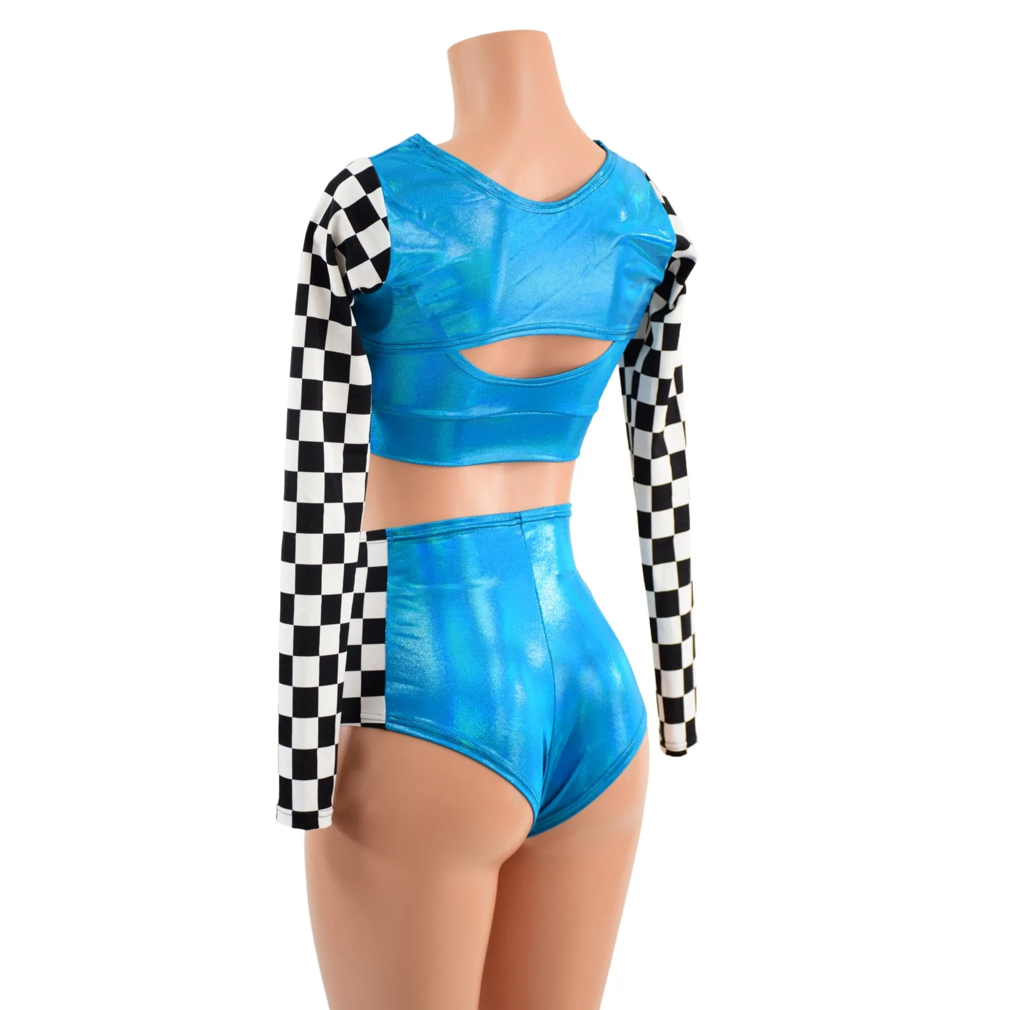 3PC Peacock Grid Girl Set