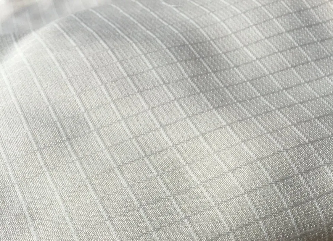 58" PFD 100% Lyocell Tencel Jacquard Square Checkered Medium Weight Off-White Woven Fabric By the Yard