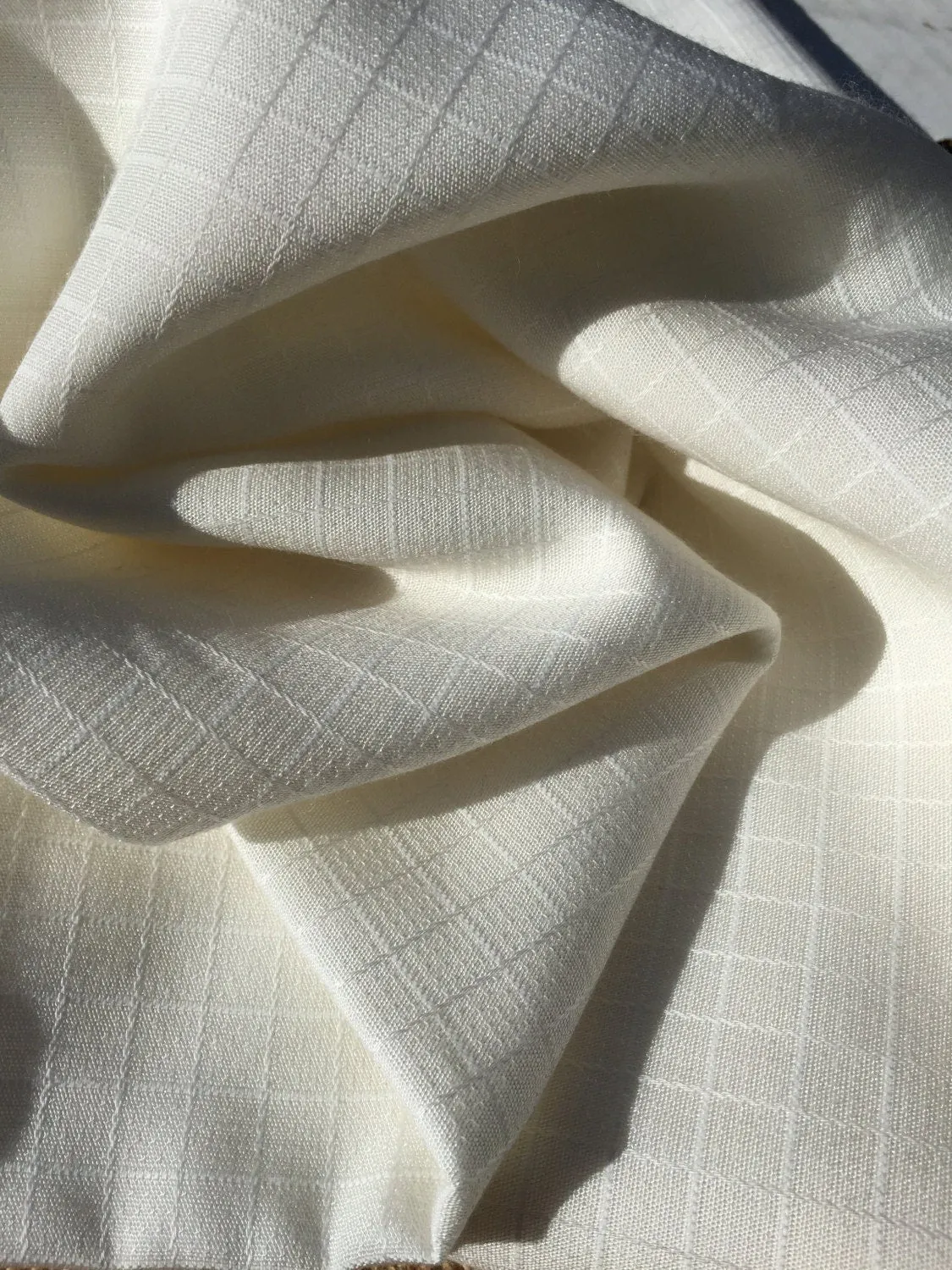 58" PFD 100% Lyocell Tencel Jacquard Square Checkered Medium Weight Off-White Woven Fabric By the Yard