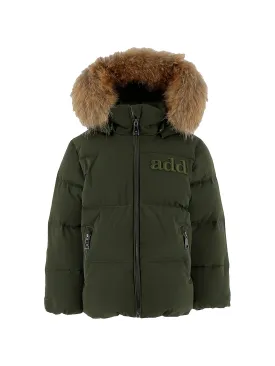 ADD-135 FUR HOODED DOWN JACKET WITH LOGO