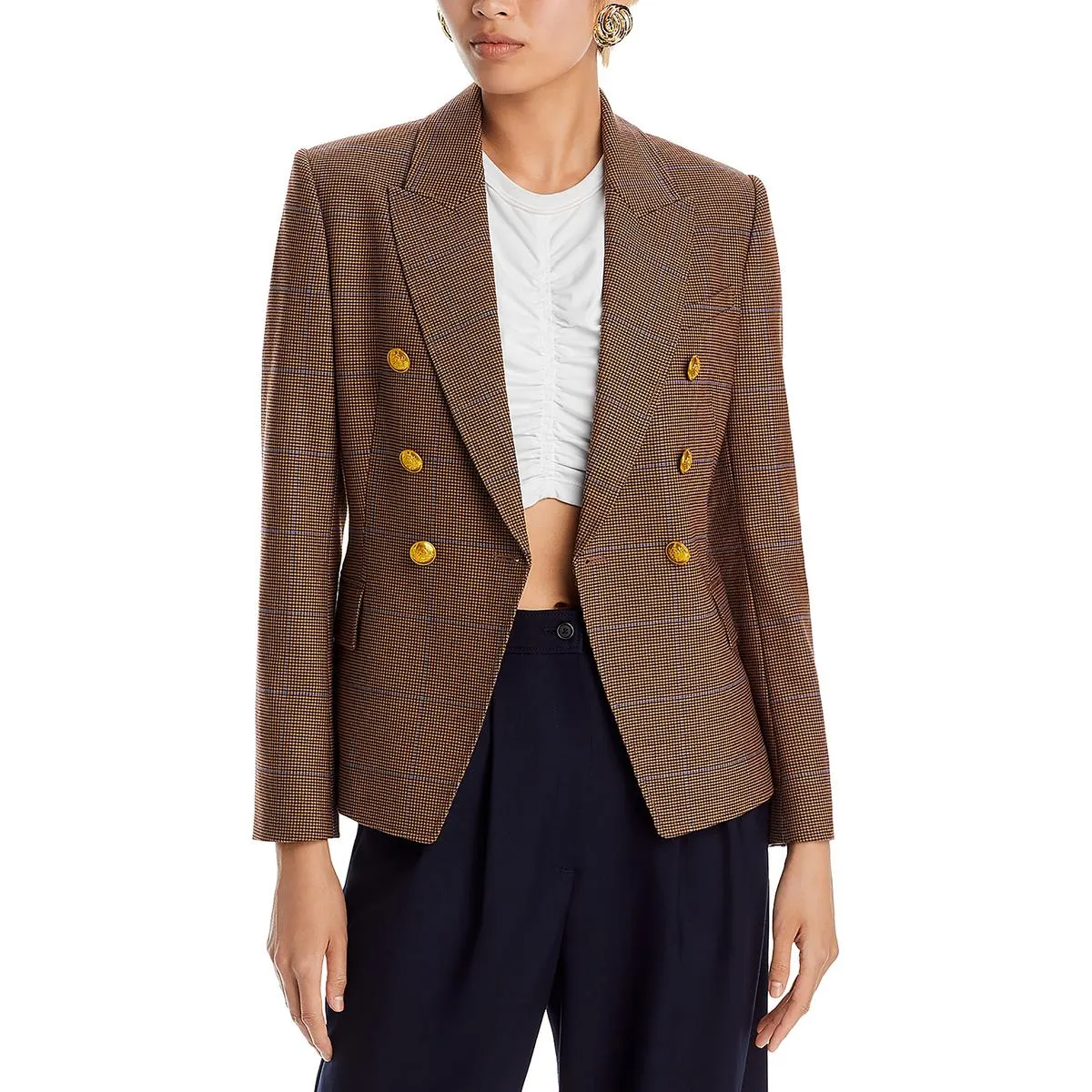 A.L.C. Womens Chelsea Houndstooth Suit Separate Double-Breasted Blazer