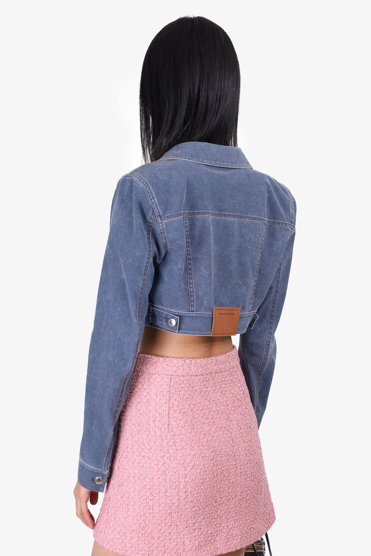 Alexander Wang Crop Stretch Denim Jacket Size M