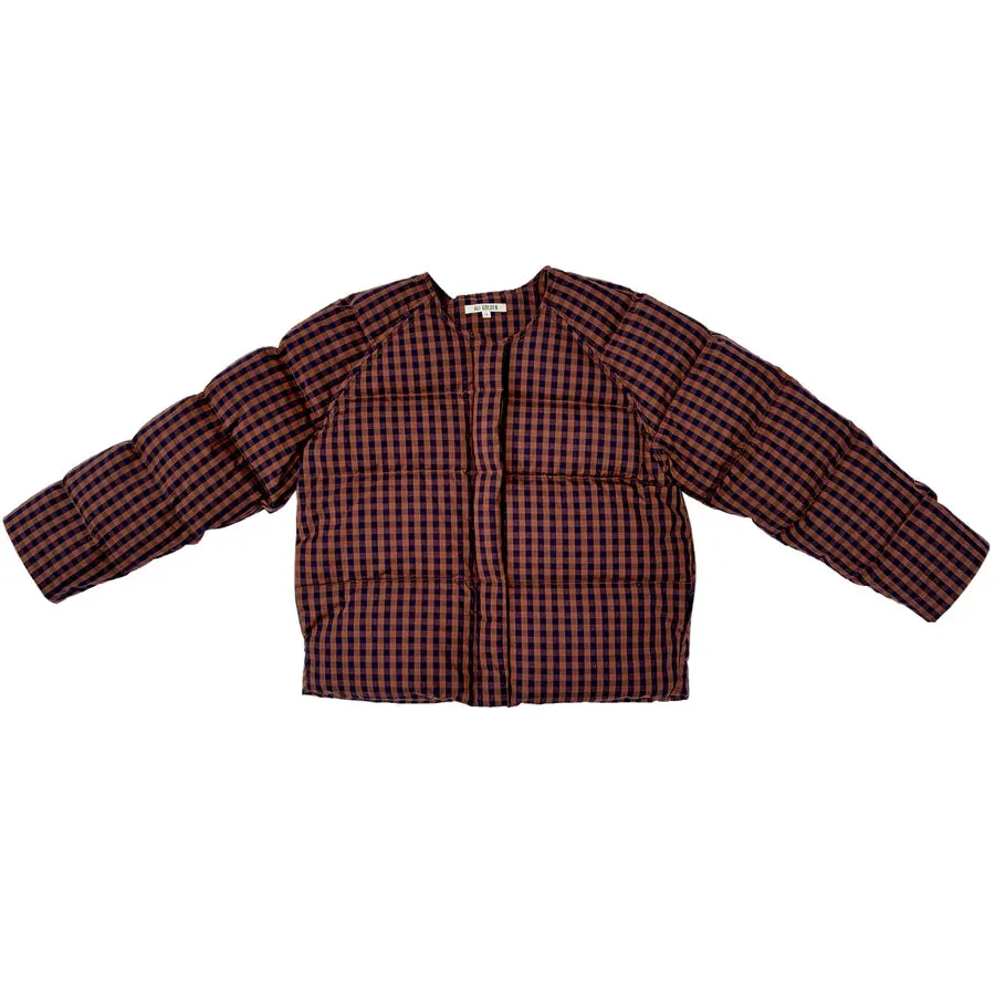 Ali Golden Puffer Jacket - Rust / Navy Gingham