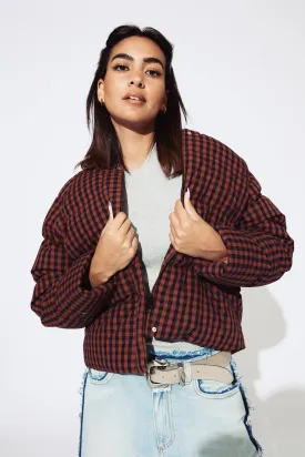 Ali Golden Puffer Jacket - Rust / Navy Gingham Ali Golden Puffer Jacket - Rust / Navy Gingham