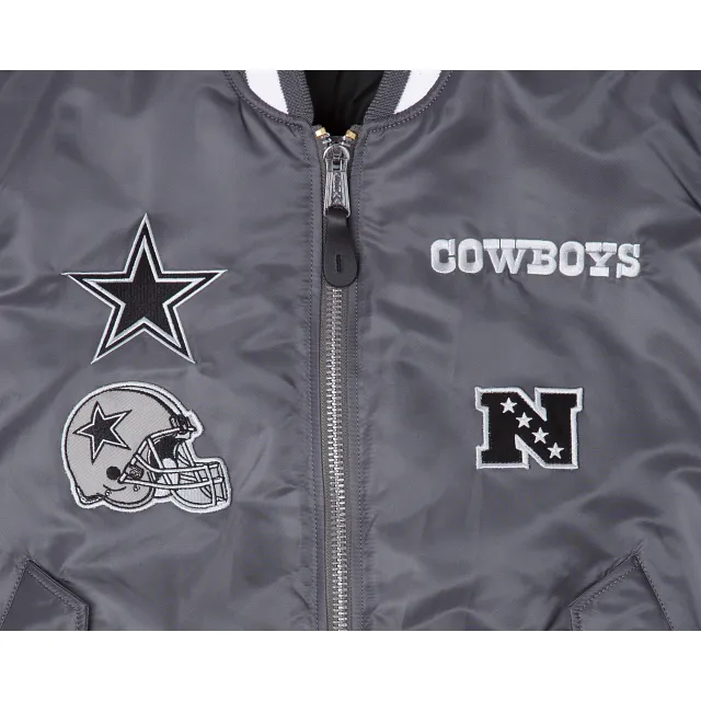 Alpha Industries X Dallas Cowboys Gray MA-1 Bomber Jacket