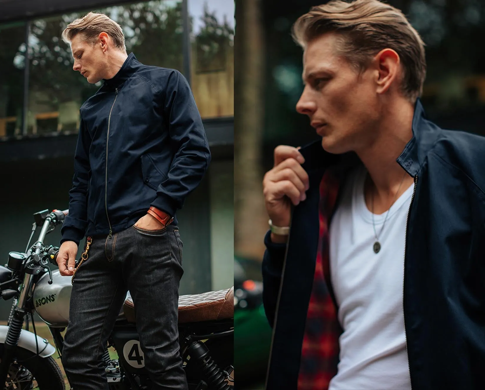 &SONS Rebel Harrington Jacket Navy