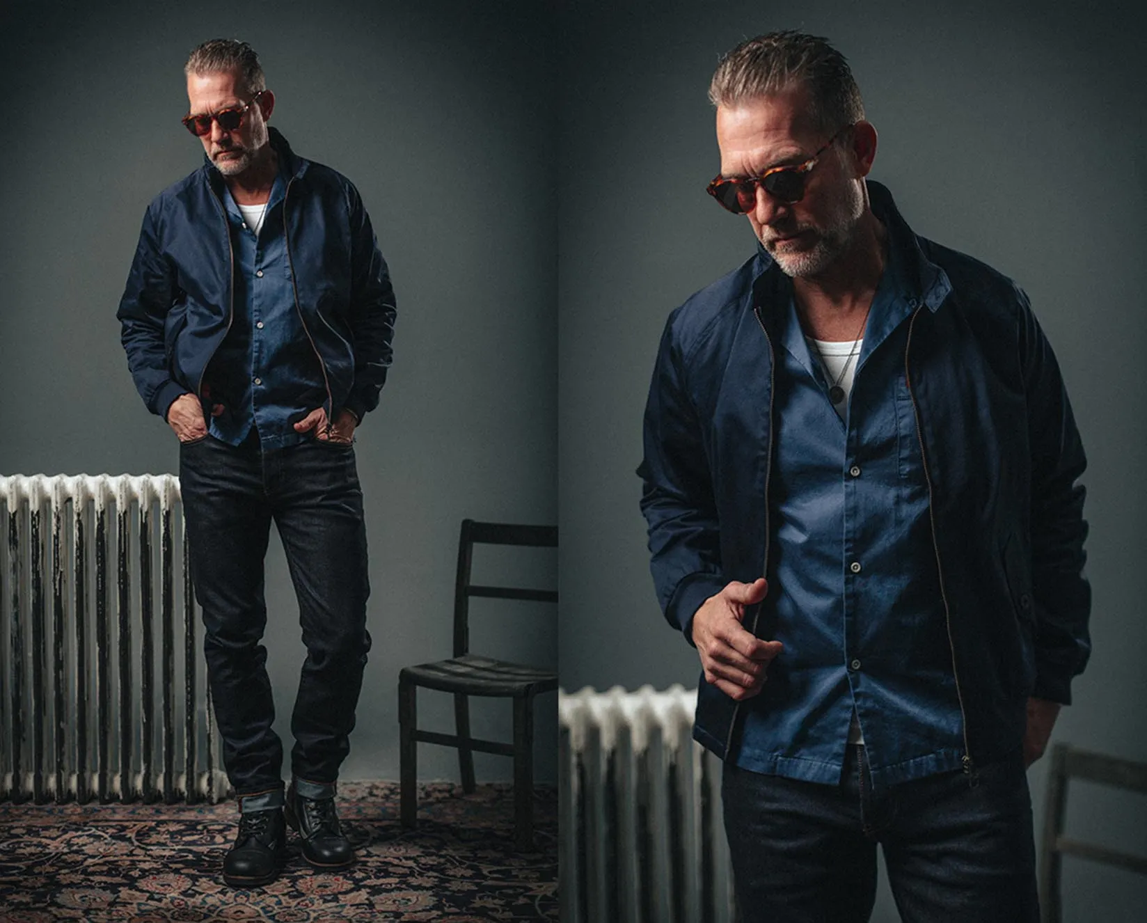 &SONS Rebel Harrington Jacket Navy