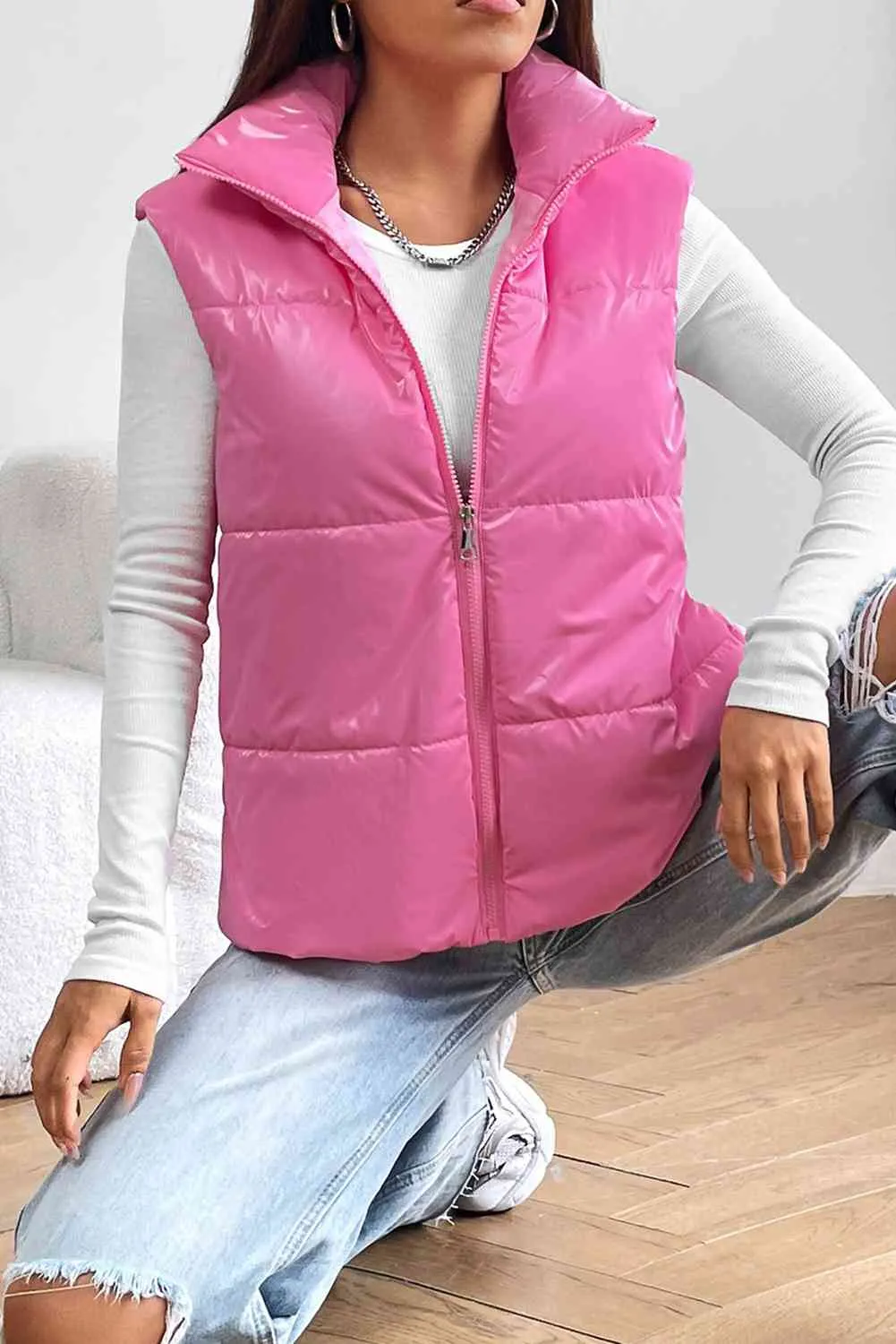 *APP EXCLUSIVE*  Zip Up Collared Vest