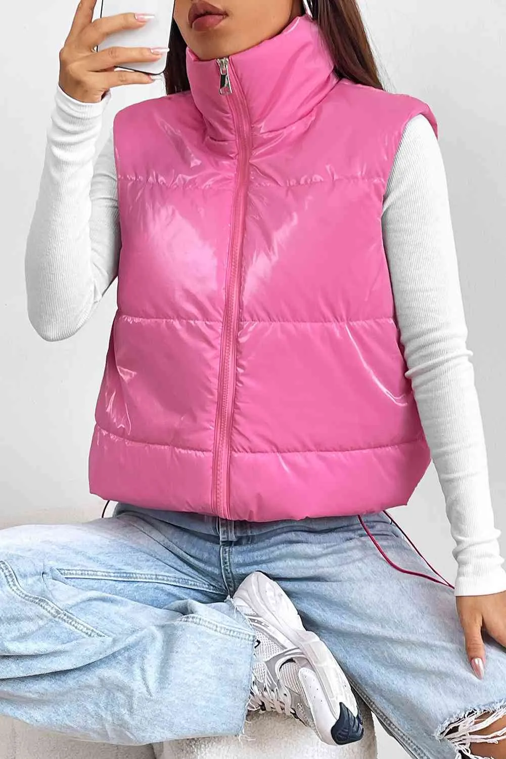 *APP EXCLUSIVE*  Zip Up Collared Vest