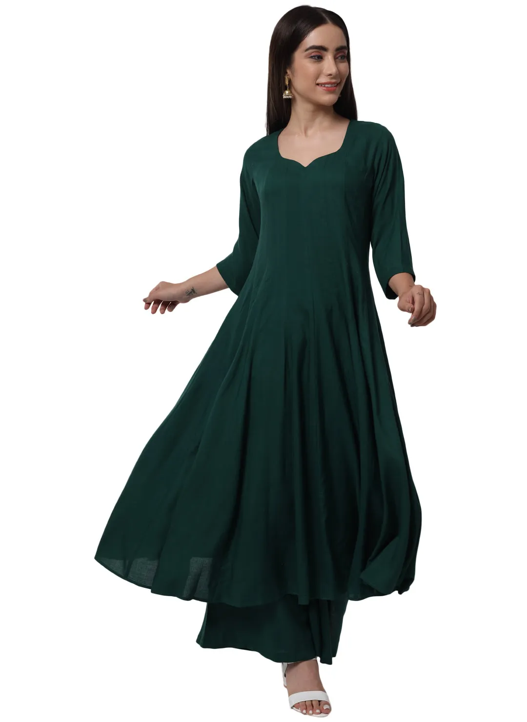 ARZ E DIL FORREST GREEN ANARKALI