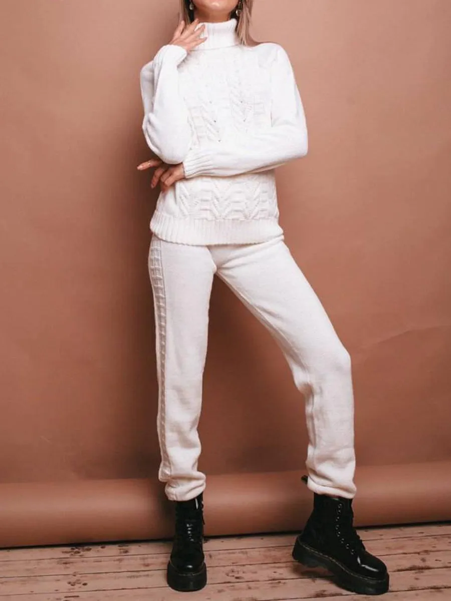 Autumn And Winter Leisure High-Neck Women'S Knitted Suit