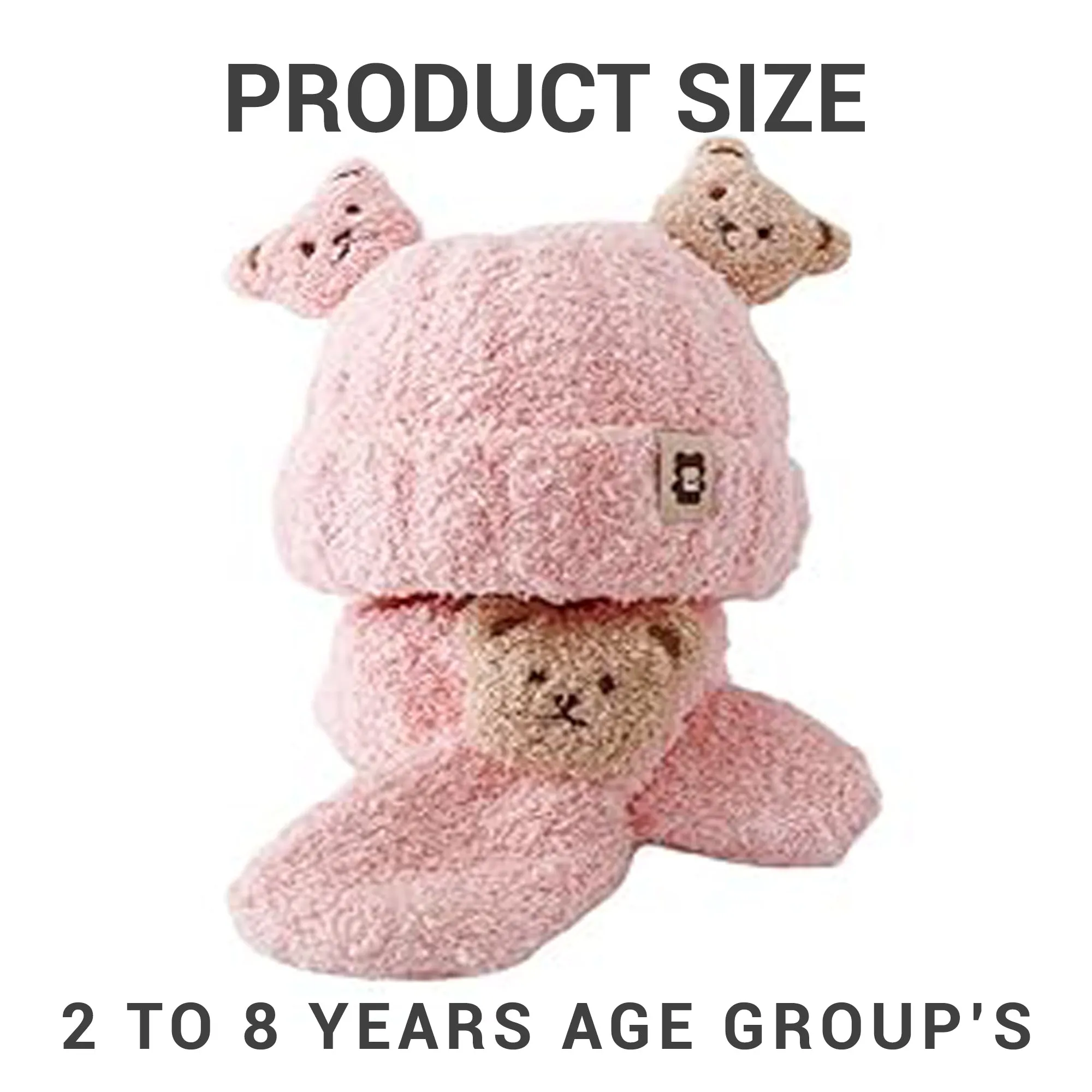 Babymoon Winter Bear Fleece Soft Baby Cap Hat with Scarf Boy’s Girls Kids Cap Hat Headwear | Pink | 0-3 Yr