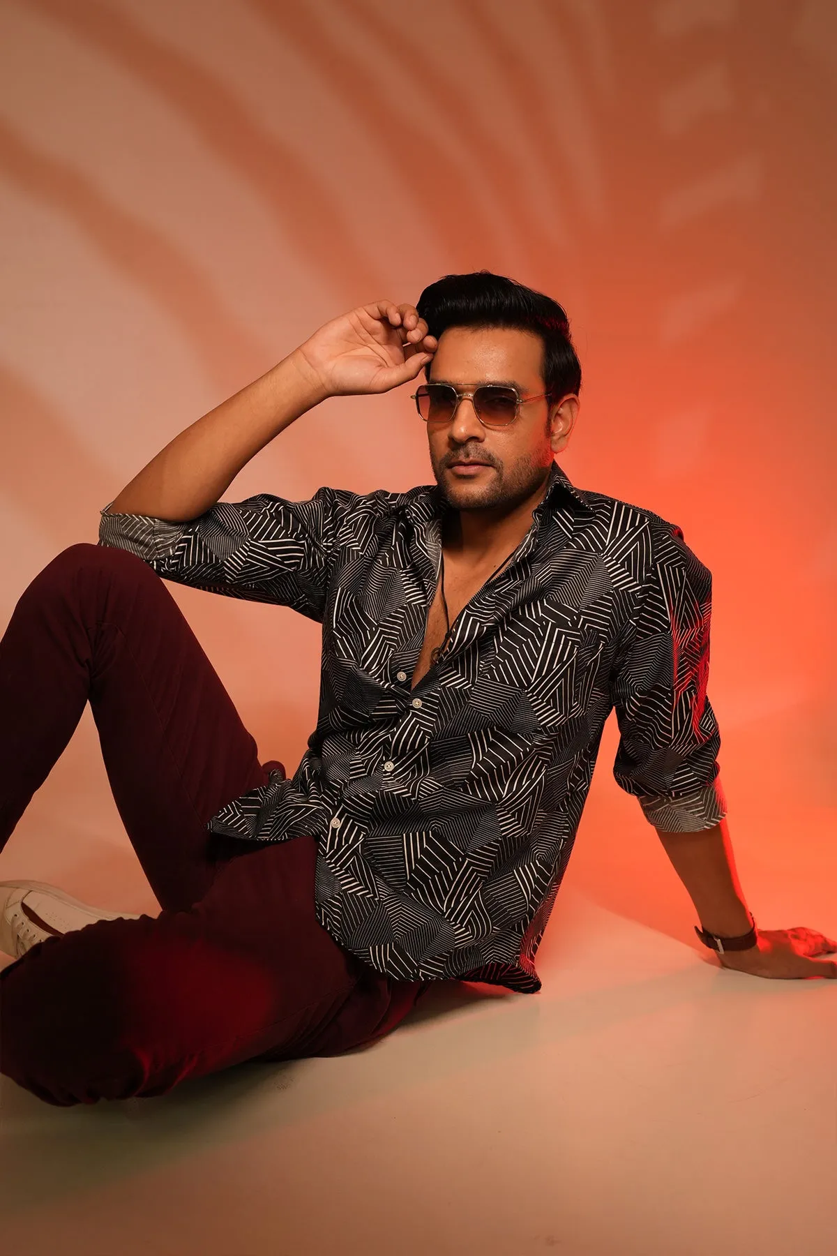 Black & White print super premium cotton shirt full sleeves | Style Matters