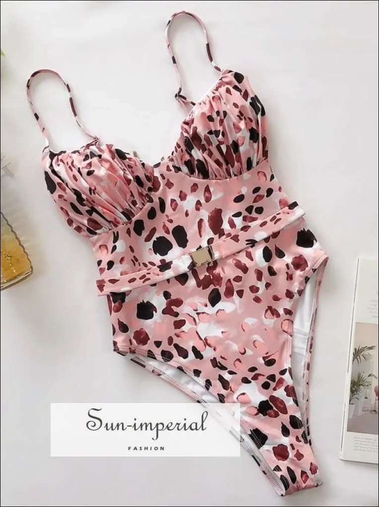 Black Corset Style One Piece Swimsuit with Long sheer sleeve  Detail and Buckle Belt Backless Swimsuit - Multi Colors