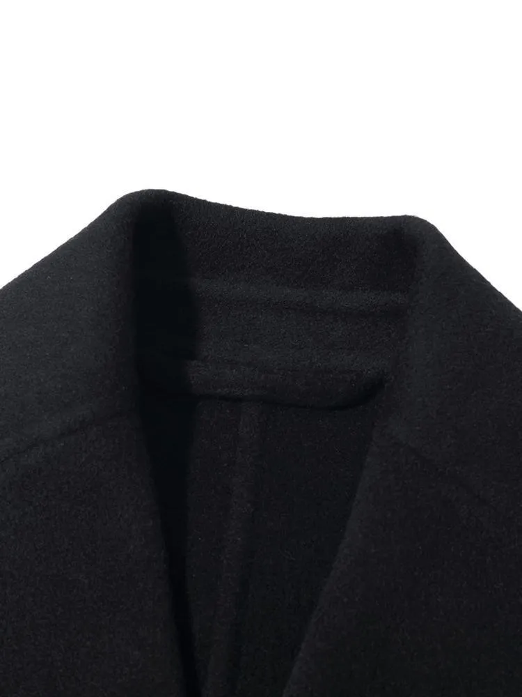 Black Wool And Cashmere Notched Lapel Coat
