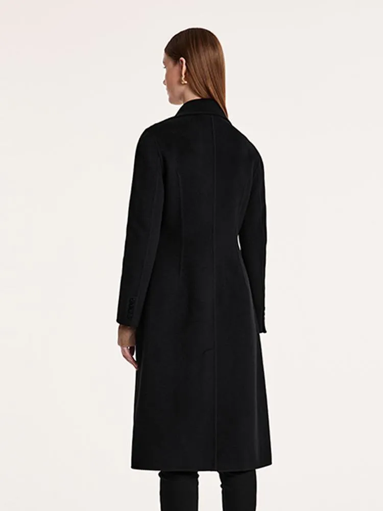 Black Wool And Cashmere Notched Lapel Coat