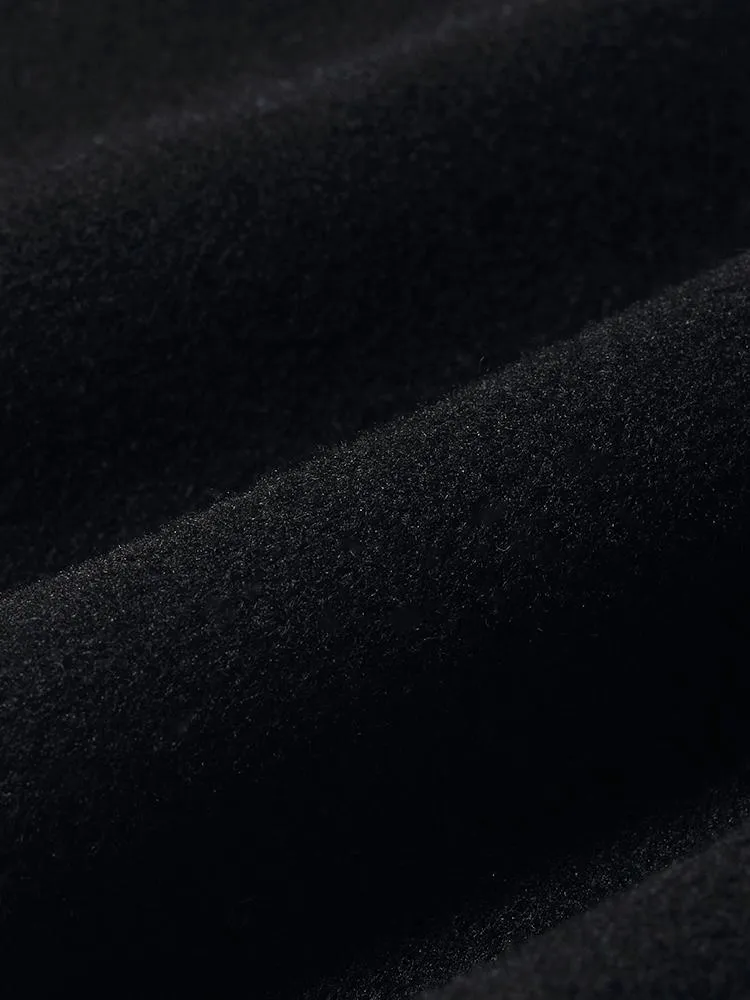 Black Wool And Cashmere Notched Lapel Coat