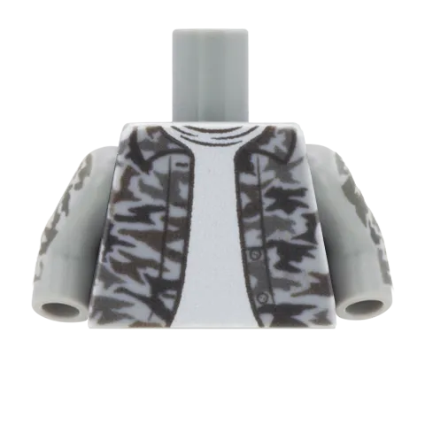 Camouflage Jacket over T Shirt - Custom Design Minifigure Torso