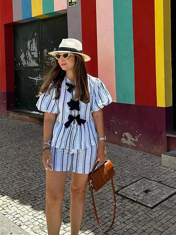 Carmenza - Cotton striped two piece set