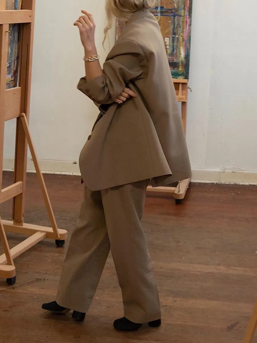 Casual Solid Color Blazer Suit