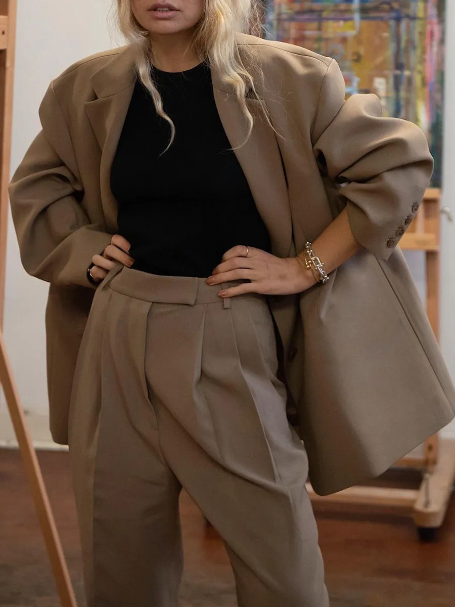 Casual Solid Color Blazer Suit