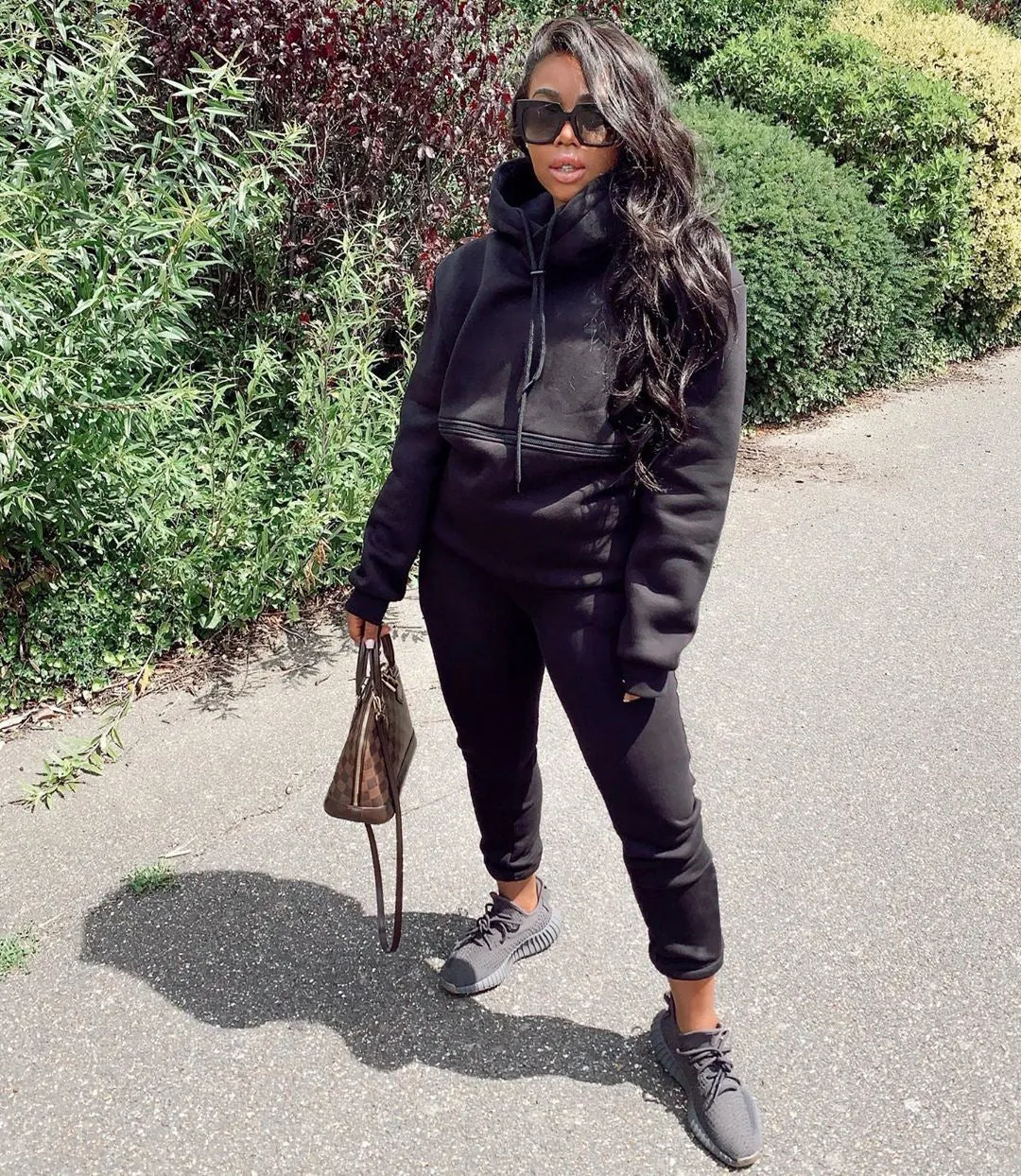 Casual solid color hooded sports suit（AY1383）