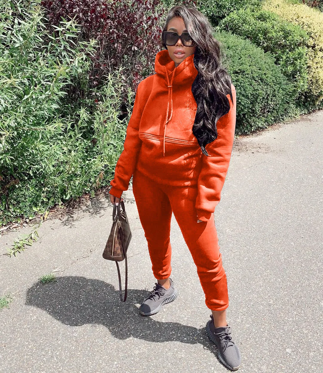 Casual solid color hooded sports suit（AY1383）