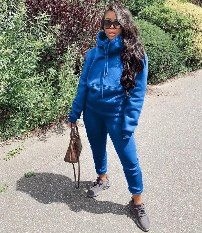 Casual solid color hooded sports suit（AY1383）