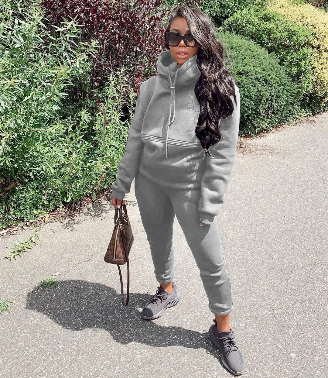 Casual solid color hooded sports suit（AY1383）