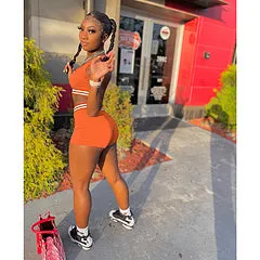 Casual sports solid color shorts vest suit AY3404