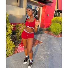 Casual sports solid color shorts vest suit AY3404