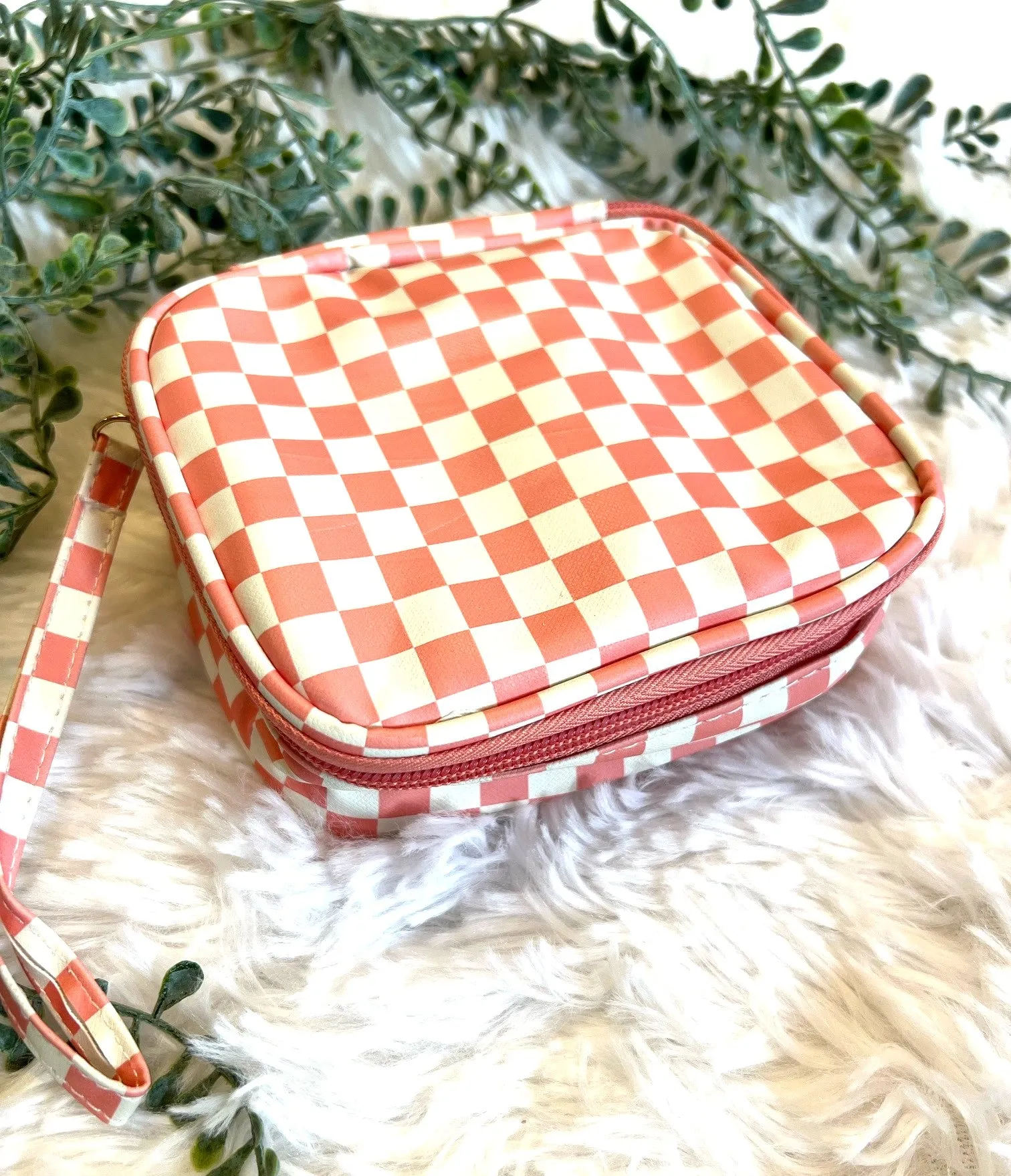Checkered Cosmetic Travel Case