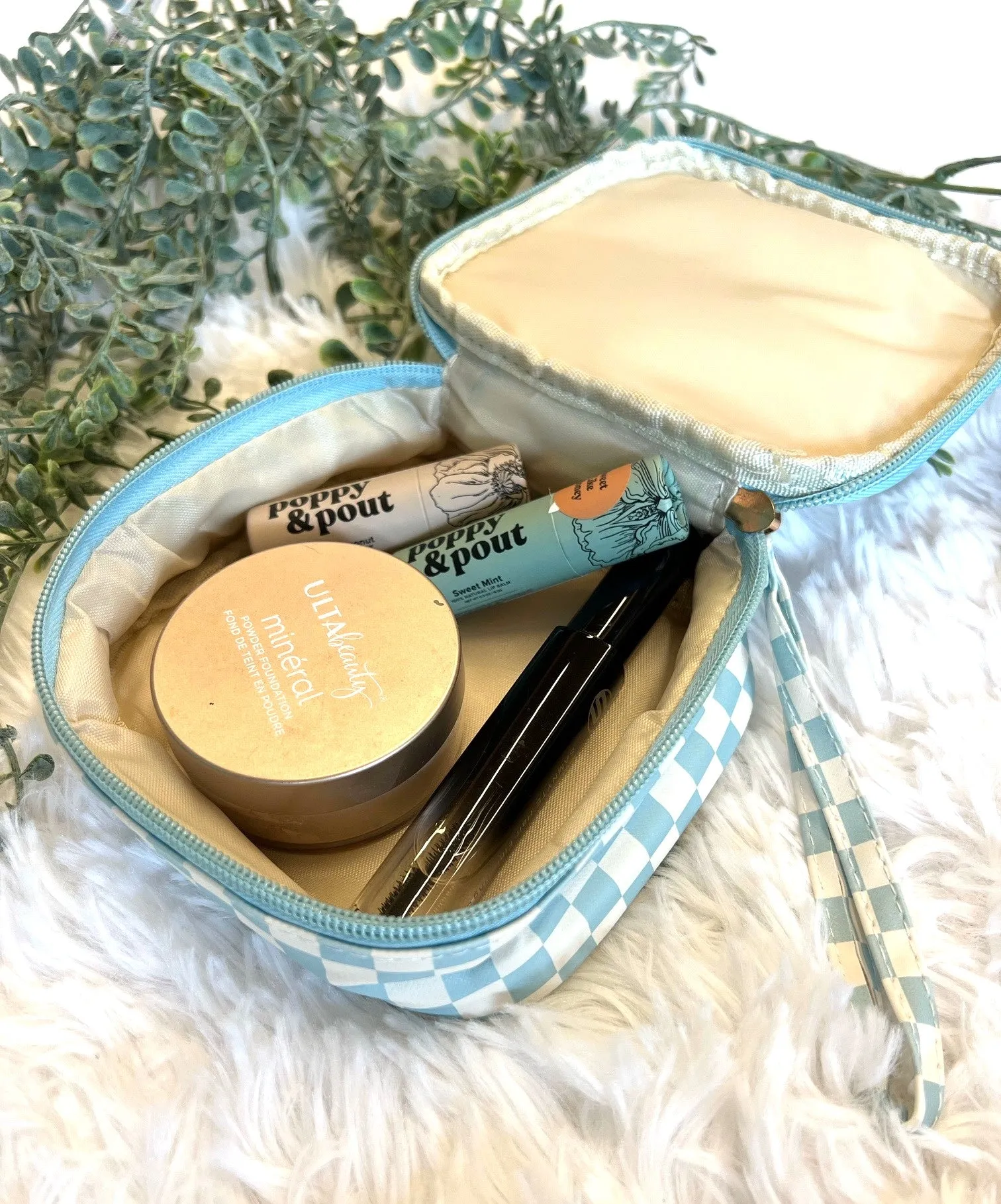 Checkered Cosmetic Travel Case