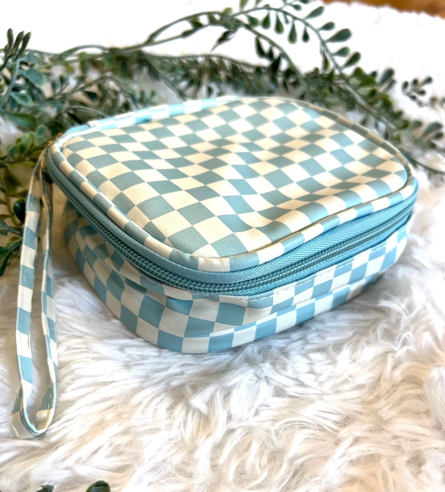 Checkered Cosmetic Travel Case