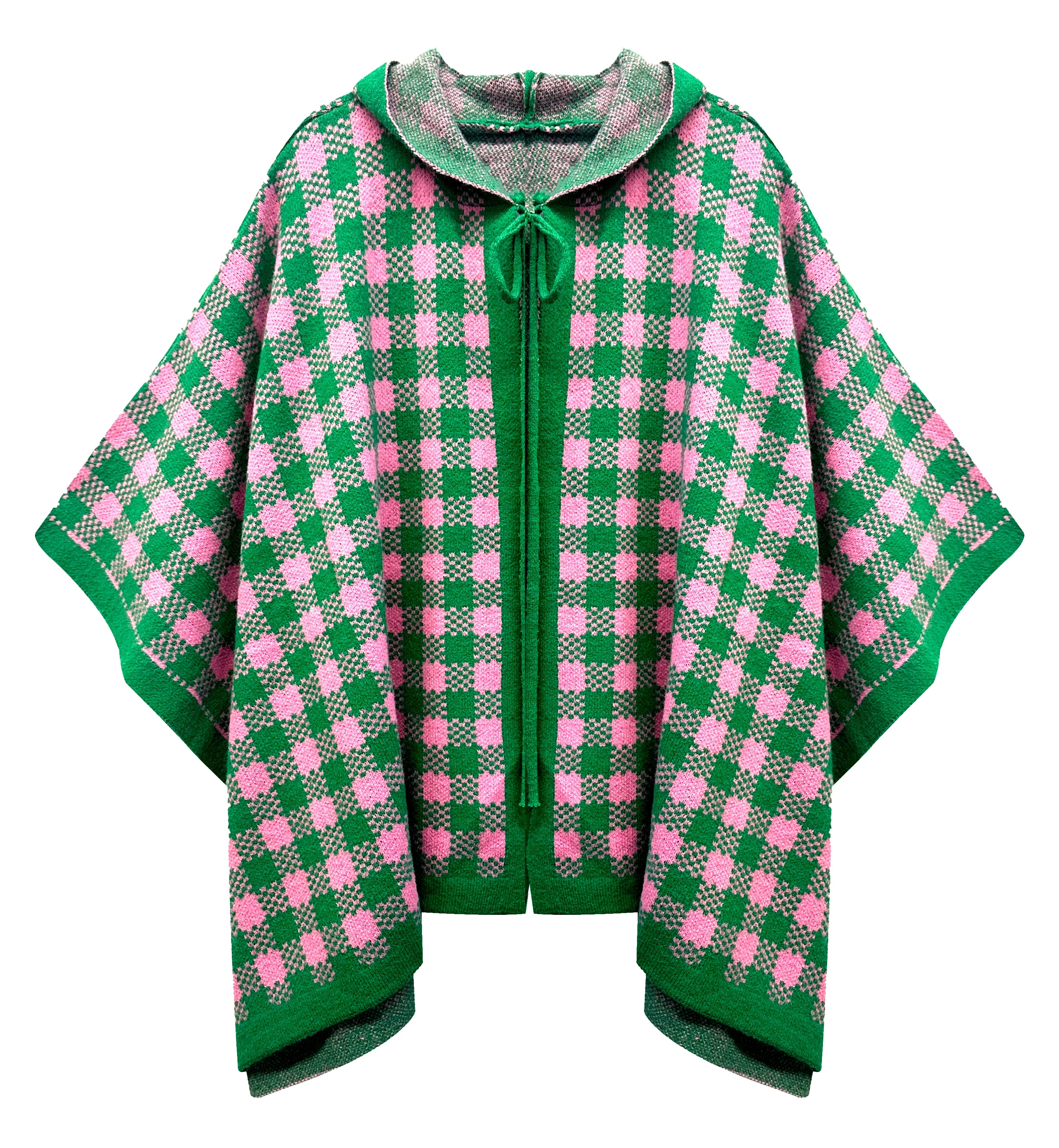 Checkered Knit Cape