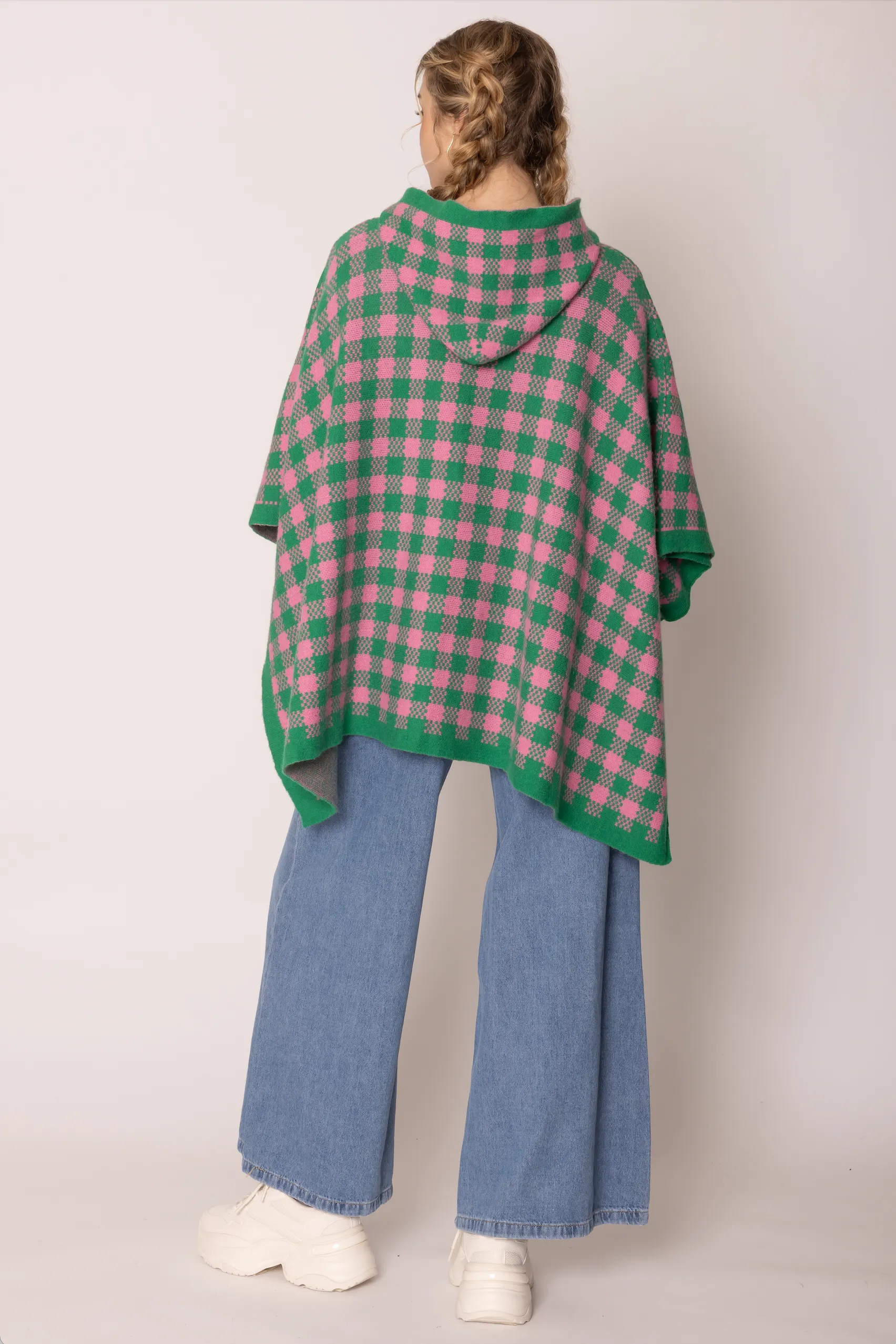 Checkered Knit Cape