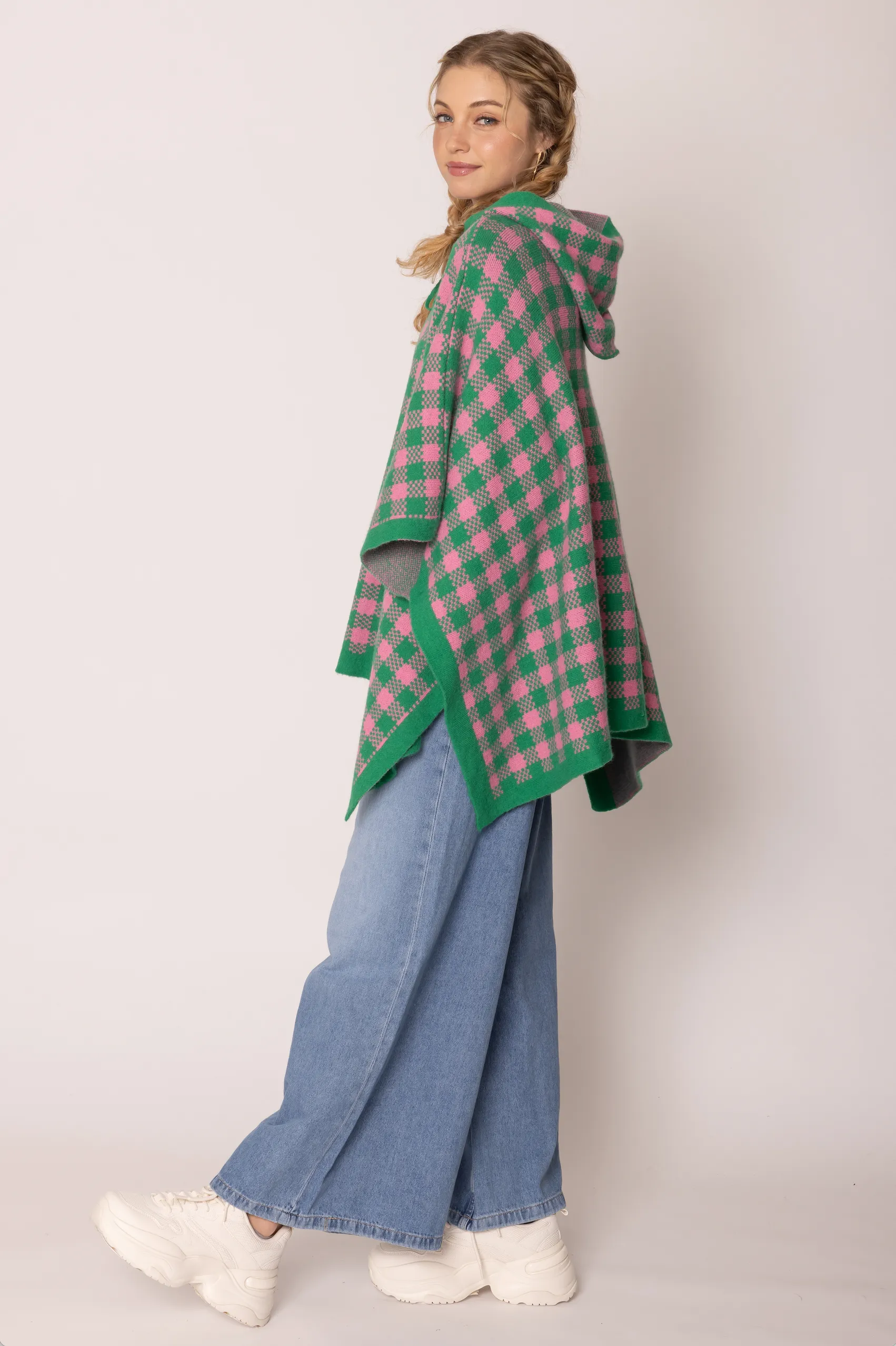 Checkered Knit Cape