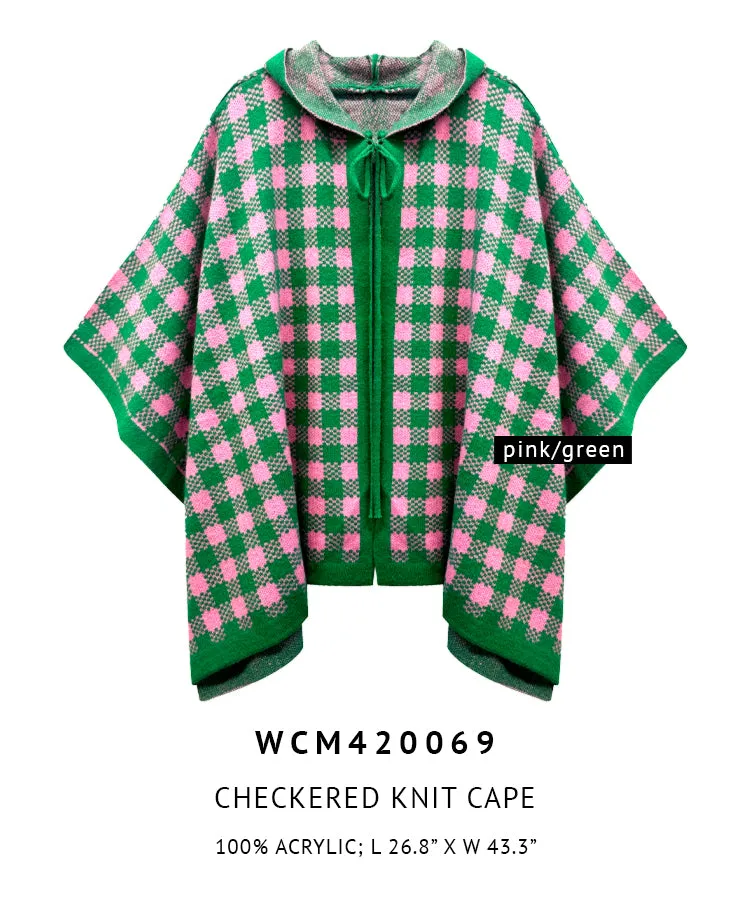 Checkered Knit Cape