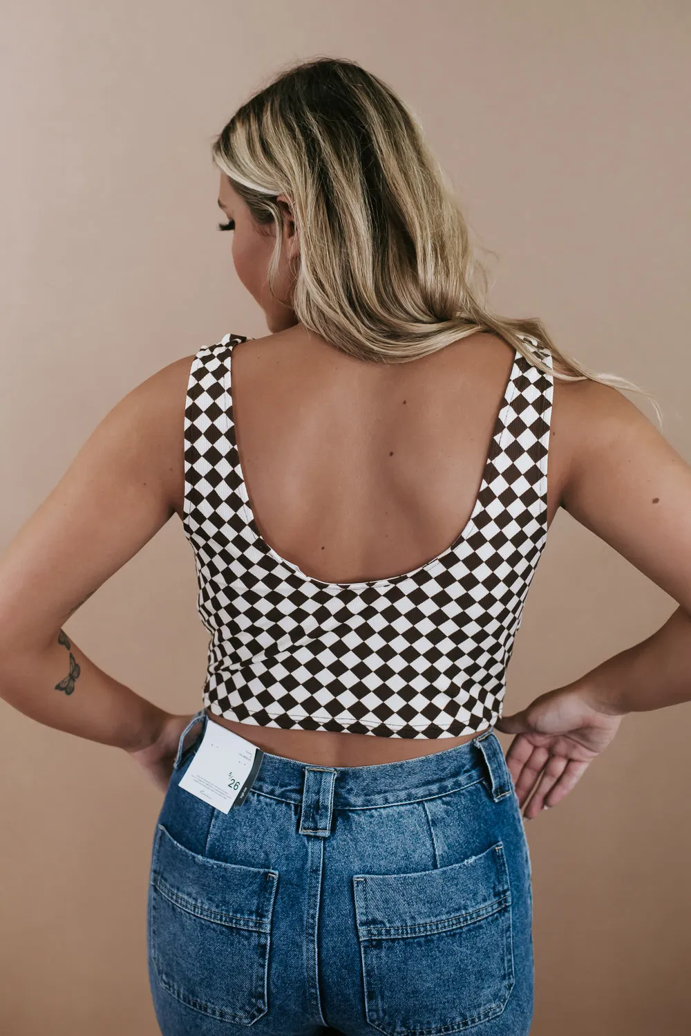 Checking Out Checkered Crop, Chocolate