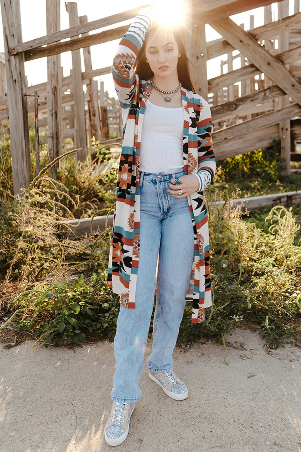 Chic Printed Lapel Woolen Coat with Unique Stitching